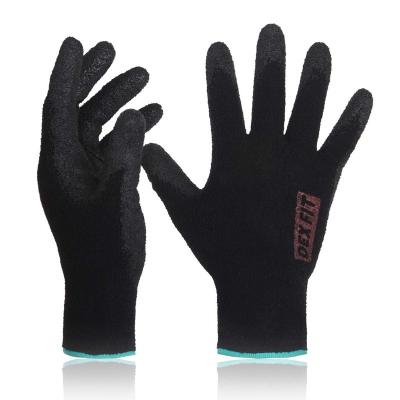 DEX FIT قفازات عمل DEX FIT للطقس البارد NR450 - فleece دافئ، قبضة نيتريل مطلية قوية، خفيفة الوزن ومرنة، مثالية للعمل في الهواء الطلق في الشتاء، للرجال والنساء، قابلة للغسل في الغسالة؛ سوداء 9 (L) 3 أزواج - Image 1